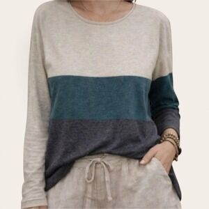 Smartwool Sweater Women's XL Shadow Pine Merino Wool Blend Colorblock Green Gray